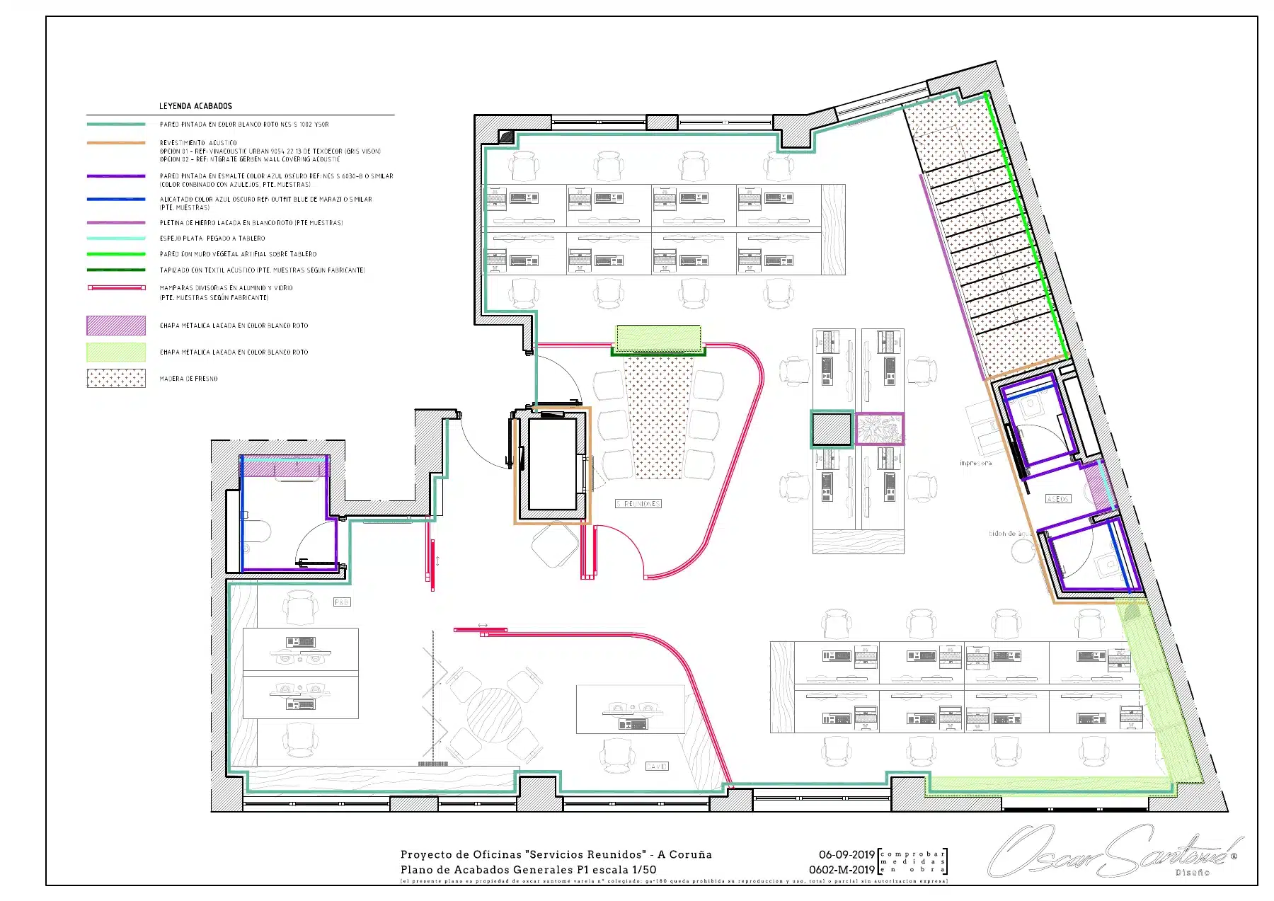 Plano de color de las oficinas de A Coruña